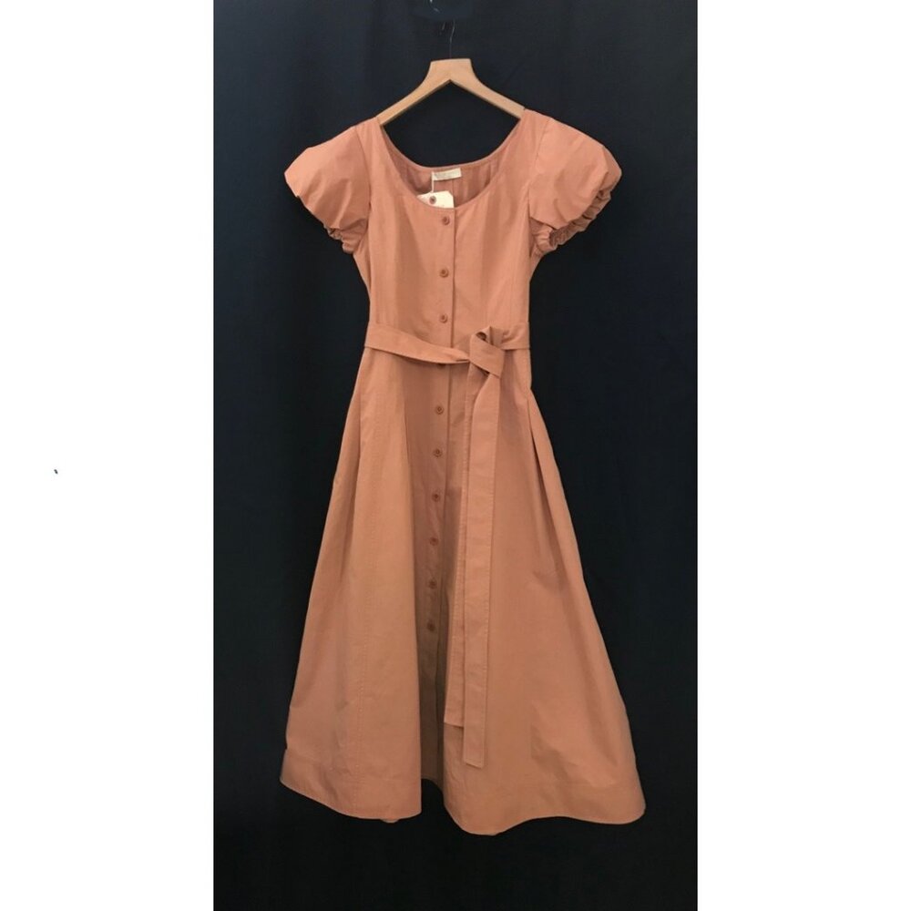 Ulla Johnson Peach Button-Down Dress